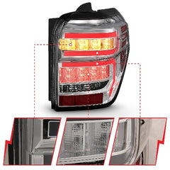 AnzoUSA 311313 Tail Lights Chrome Housing Clear Lens Red Light Bar With sequential