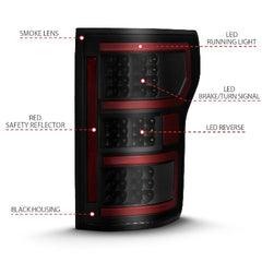 AnzoUSA 311314 LED Taillight Black (Red Light Bar) ( with Sequential)