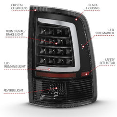 AnzoUSA 311318 LED Taillight Plank Style Black with Clear Lens