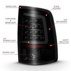 AnzoUSA 311319 LED Taillight Plank Style Black with Smoke Lens