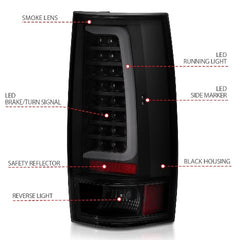 AnzoUSA 311322 LED Taillight Plank Style Black with Smoke Lens