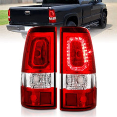 AnzoUSA 311326 LED Taillights Plank Style Chrome with Red/Clear Lens
