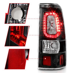AnzoUSA 311327 LED Taillights Plank Style Black with Clear Lens