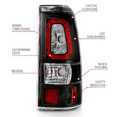 AnzoUSA 311327 LED Taillights Plank Style Black with Clear Lens