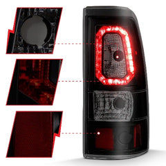 AnzoUSA 311328 LED Taillights Plank Style Black with Smoke Lens