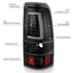 AnzoUSA 311330 LED Taillights Plank Style Black with Clear Lens