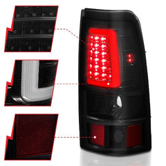 AnzoUSA 311331 LED Taillights Plank Style Black with Smoke Lens
