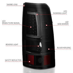 AnzoUSA 311331 LED Taillights Plank Style Black with Smoke Lens