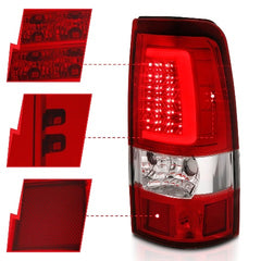 AnzoUSA 311332 LED Taillights Plank Style Chrome with Red/Clear Lens