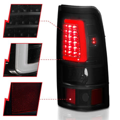 AnzoUSA 311334 LED Taillights Plank Style Black with Smoke Lens
