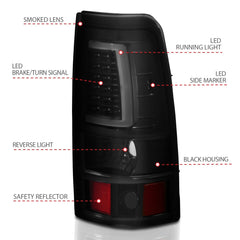 AnzoUSA 311334 LED Taillights Plank Style Black with Smoke Lens