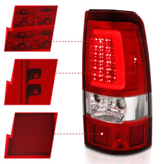 AnzoUSA 311335 LED Taillights Plank Style Chrome with Red/Clear Lens