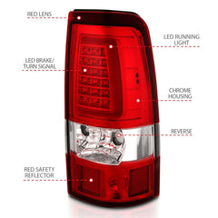 AnzoUSA 311335 LED Taillights Plank Style Chrome with Red/Clear Lens