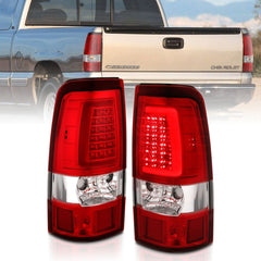 AnzoUSA 311335 LED Taillights Plank Style Chrome with Red/Clear Lens