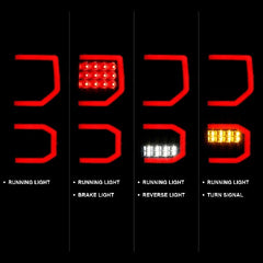 AnzoUSA 311337 LED Taillights Plank Style Black with Smoke Lens