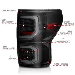 AnzoUSA 311337 LED Taillights Plank Style Black with Smoke Lens