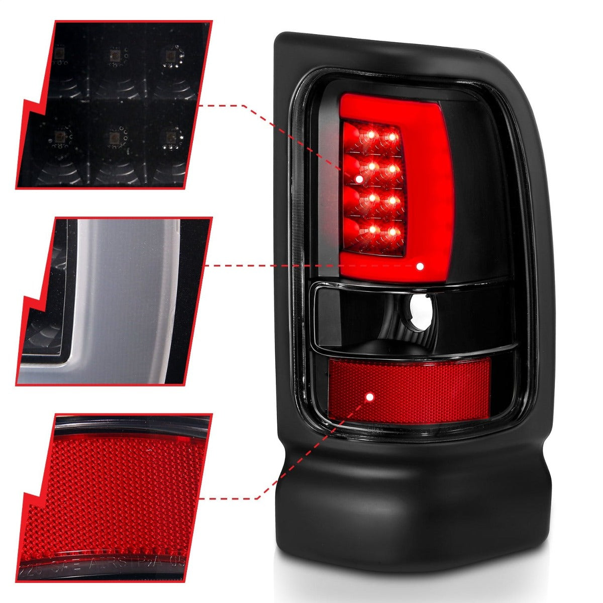 AnzoUSA 311339 LED Taillights Plank Style Black with Clear Lens
