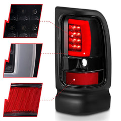 AnzoUSA 311339 LED Taillights Plank Style Black with Clear Lens