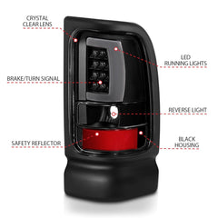 AnzoUSA 311339 LED Taillights Plank Style Black with Clear Lens