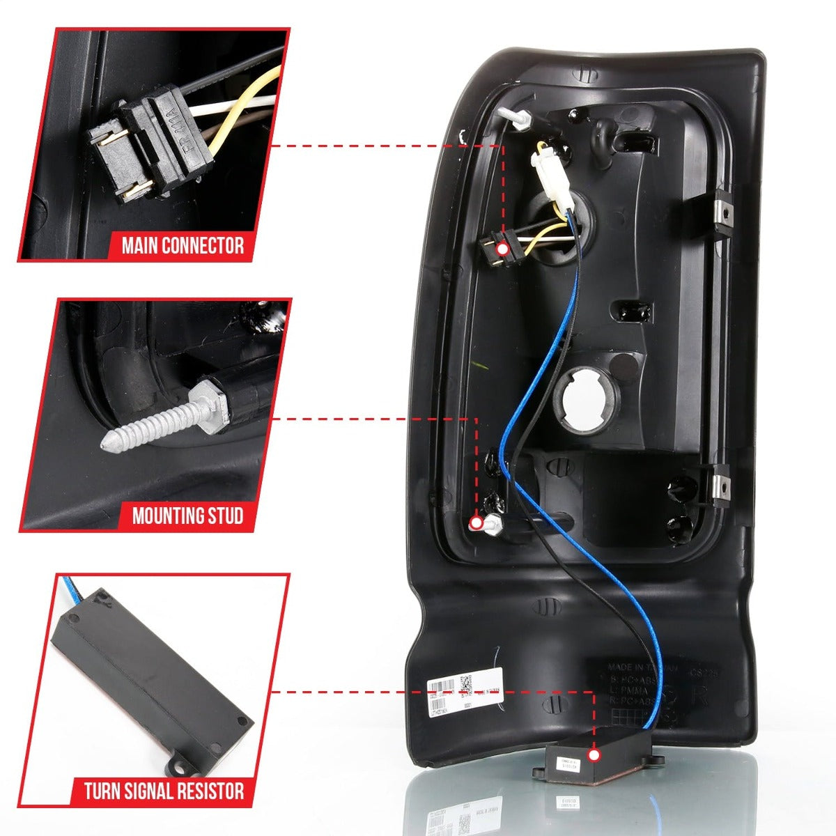 AnzoUSA 311339 LED Taillights Plank Style Black with Clear Lens
