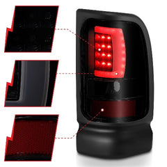 AnzoUSA 311340 LED Taillights Plank Style Black with Smoke Lens