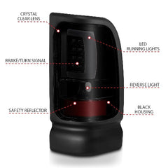 AnzoUSA 311340 LED Taillights Plank Style Black with Smoke Lens