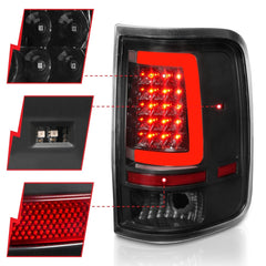 AnzoUSA 311342 LED Tail Lights with Light Bar Black Housing Clear Lens