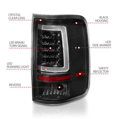 AnzoUSA 311342 LED Tail Lights with Light Bar Black Housing Clear Lens
