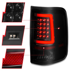 AnzoUSA 311343 LED Tail Lights with Light Bar Black Housing Smoke Lens