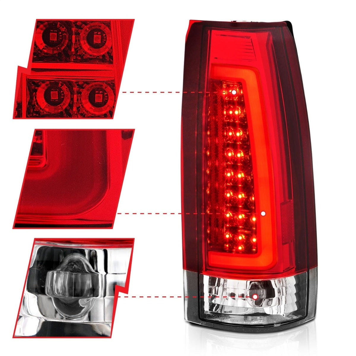 AnzoUSA 311346 LED Taillights Chrome Housing Red/Clear Lens