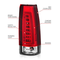 AnzoUSA 311346 LED Taillights Chrome Housing Red/Clear Lens