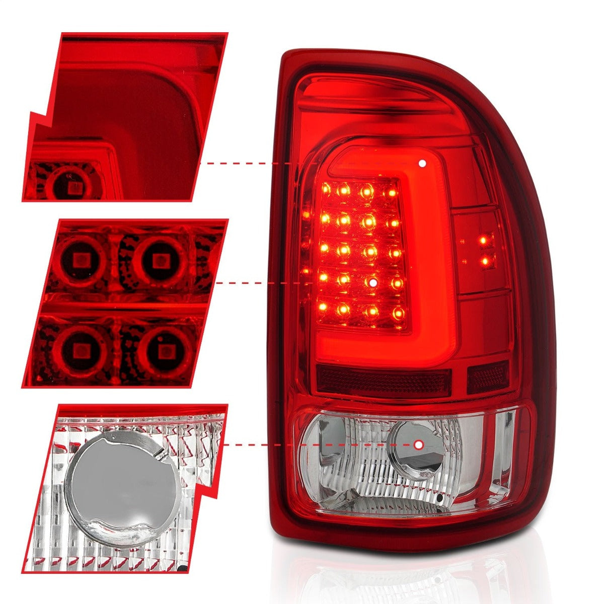 AnzoUSA 311349 LED Taillights Chrome Housing Red Lens