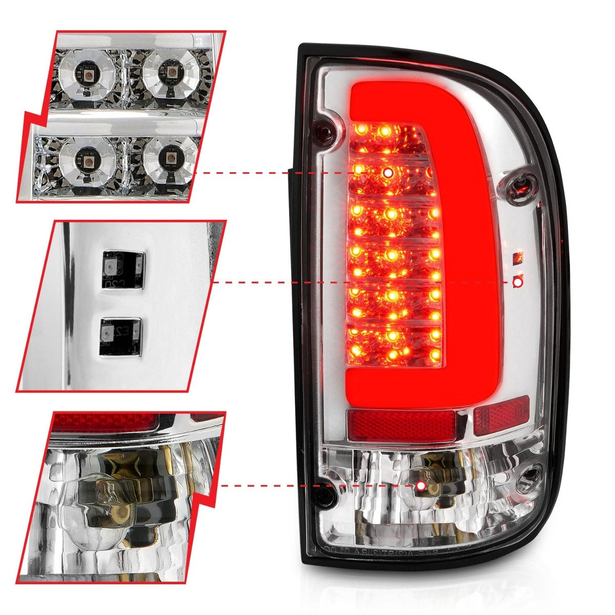 AnzoUSA 311355 LED Taillights Chrome Housing Clear Lens