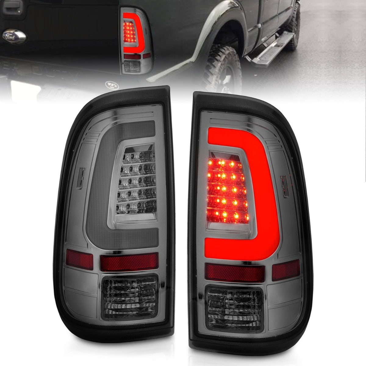 AnzoUSA 311357 LED Taillights Chrome Housing Smoke Lens