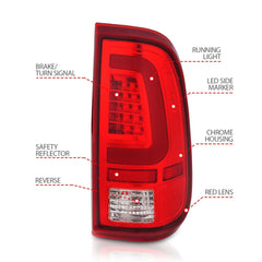 AnzoUSA 311358 LED Taillights Chrome Housing Red/Clear Lens