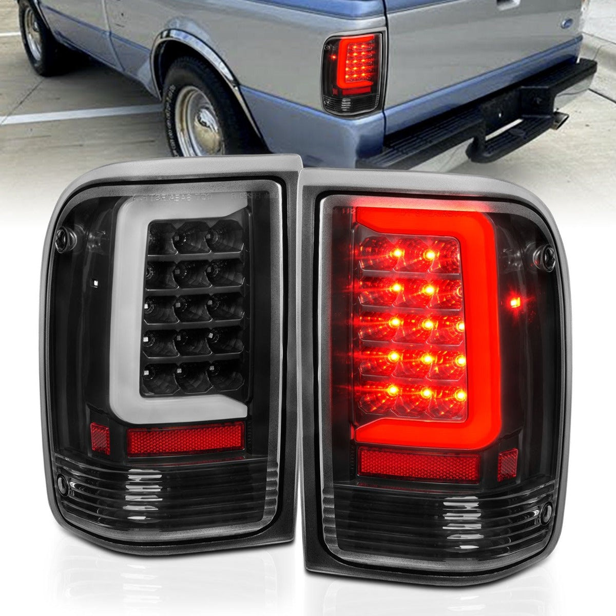 AnzoUSA 311359 LED Tail Light with Light Bar Black Housing Clear Lens