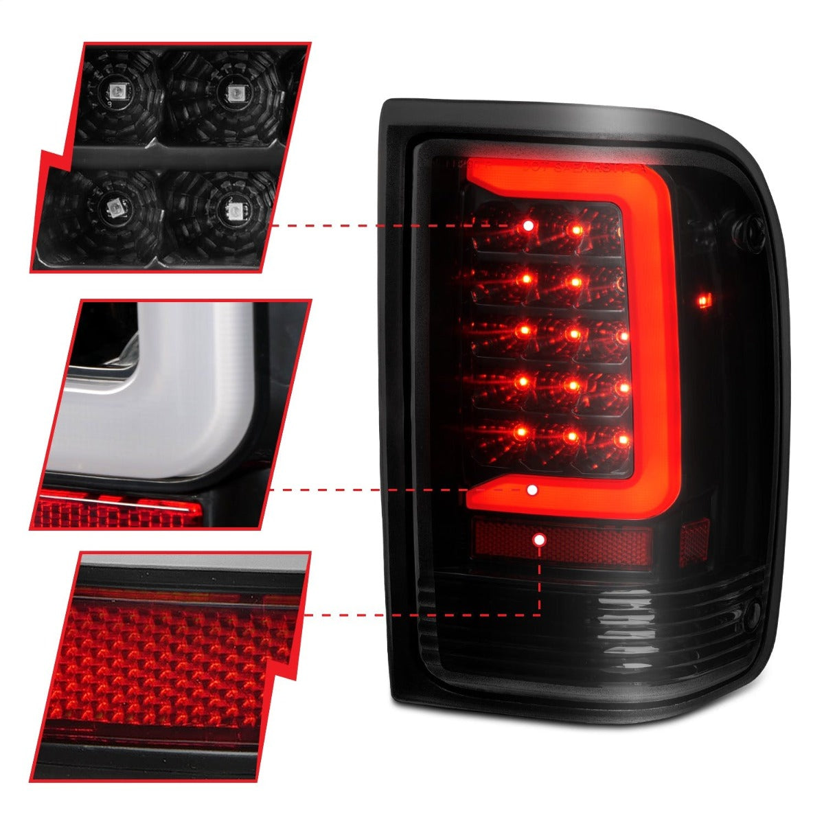 AnzoUSA 311360 LED Tail Light with Light Bar Black Housing Clear Lens