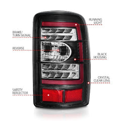 AnzoUSA 311362 LED Tail Light with Clear Lens Black Housing