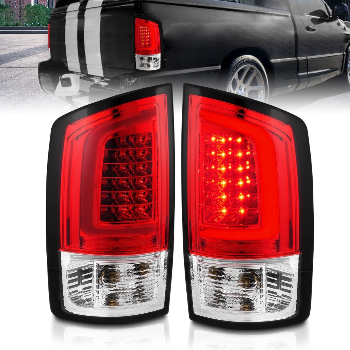 AnzoUSA 311370 LED Tail Lights with Light Red/Clear Lens