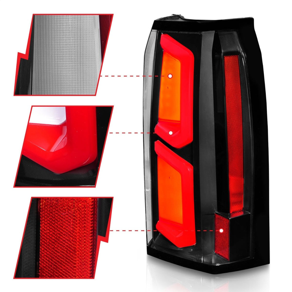 AnzoUSA 311374 LED Tail Lights with Light Bar Black Housing Clear Lens