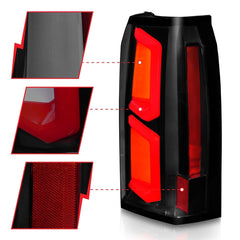 AnzoUSA 311375 LED Tail Lights with Light Bar Black Housing Somke Lens
