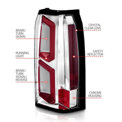 AnzoUSA 311376 LED Tail Lights with Light Bar Chrome Housing Clear Lens