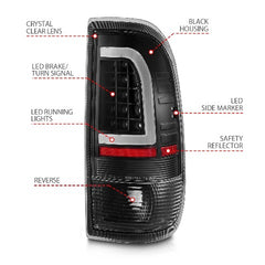 AnzoUSA 311377 LED Tail Lights with Light Bar Black Housing Clear Lens
