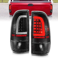 AnzoUSA 311377 LED Tail Lights with Light Bar Black Housing Clear Lens