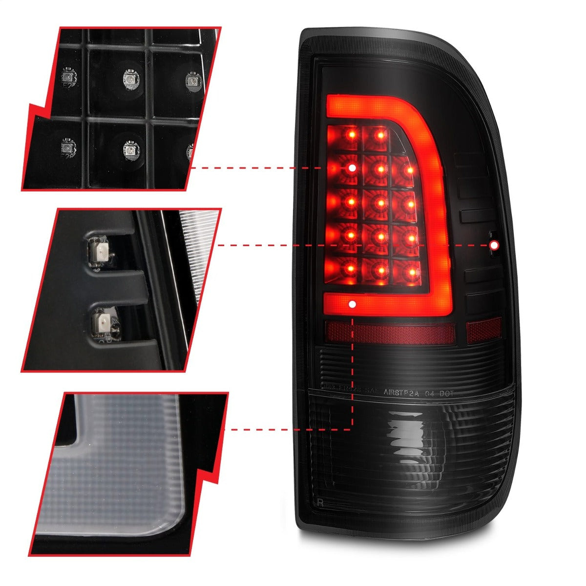 AnzoUSA 311378 LED Tail Lights with Light Bar Black Housing Smoke Lens