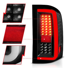 AnzoUSA 311380 LED Tail Lights with Light Bar Black Housing Clear Lens