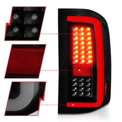 AnzoUSA 311381 LED Tail Lights with Light Bar Black Housing Smoke Lens