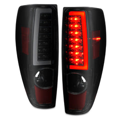 AnzoUSA 311383 LED Tail Lights with Light Bar Black Housing Somke Lens