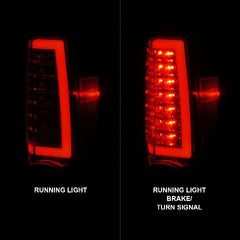 AnzoUSA 311384 LED Tail Lights with Light Bar Chrome Housing Red/Clear Lens