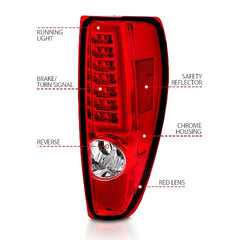 AnzoUSA 311384 LED Tail Lights with Light Bar Chrome Housing Red/Clear Lens